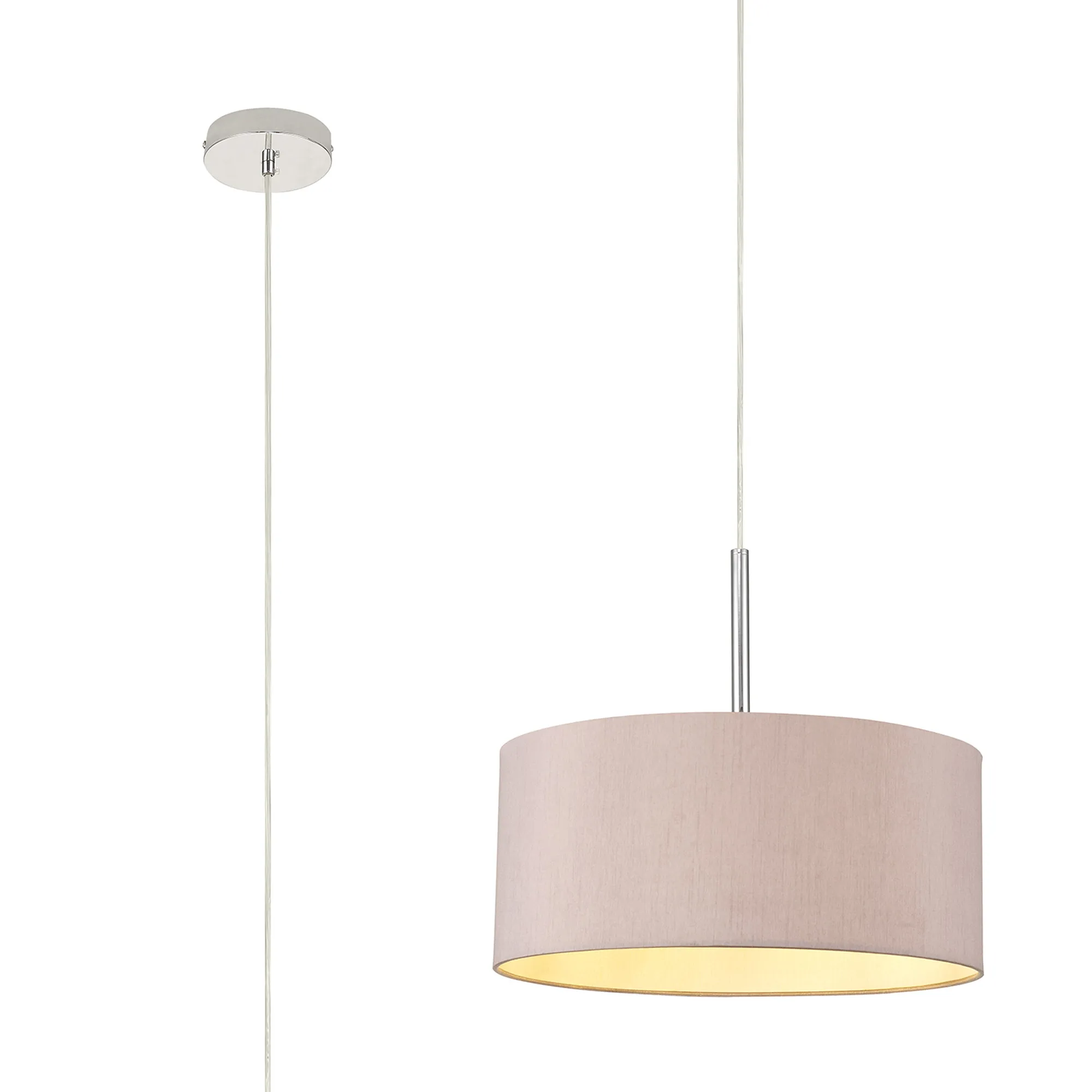 DK0129  Baymont 40cm Pendant 1 Light Polished Chrome, Taupe/Halo Gold